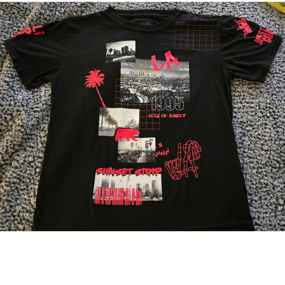 Fresh Laundry Boys Los Angeles 1995 Graphic T-Shirt Black Red West Coast Large